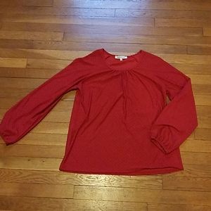 Super cute red polyester sweetheart blouse